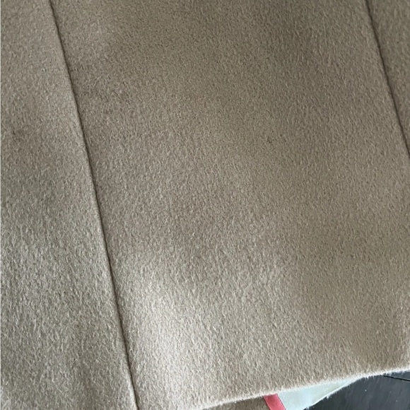 J Crew 100% Wool Womens Coat Size 6 Ruffle front Brown Tan Pea Coat Button - Picture 12 of 15